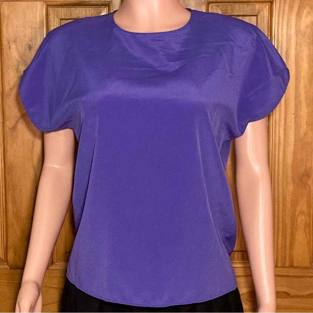 NWOT Greenwich Square Vintage 80s Top Lightweight Short Sleeve Purple Size 11/12